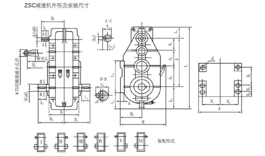 ZSC减速机外形及安装尺寸